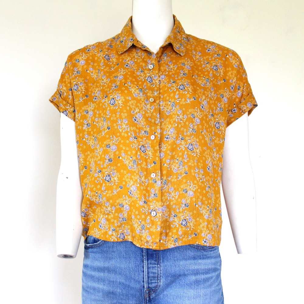 Rachel Zoe Floral Linen Collared Blouse